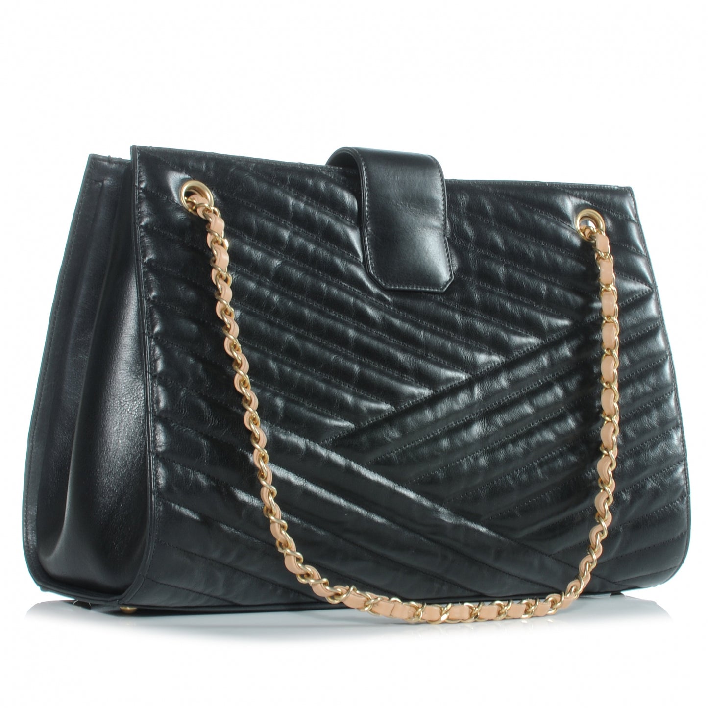 Calfskin Chevron Gabrielle Tote Black
