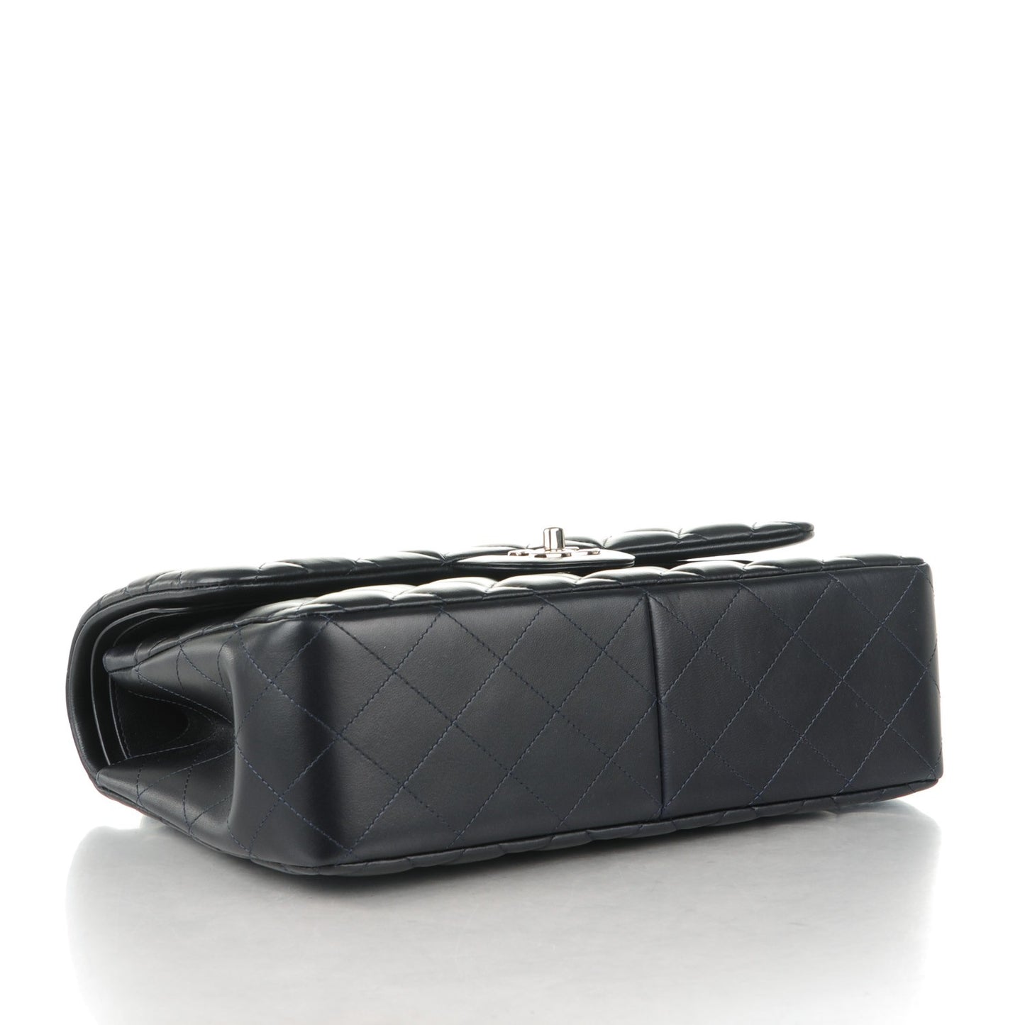 Lambskin Quilted Jumbo Double Flap Dark Navy Blue