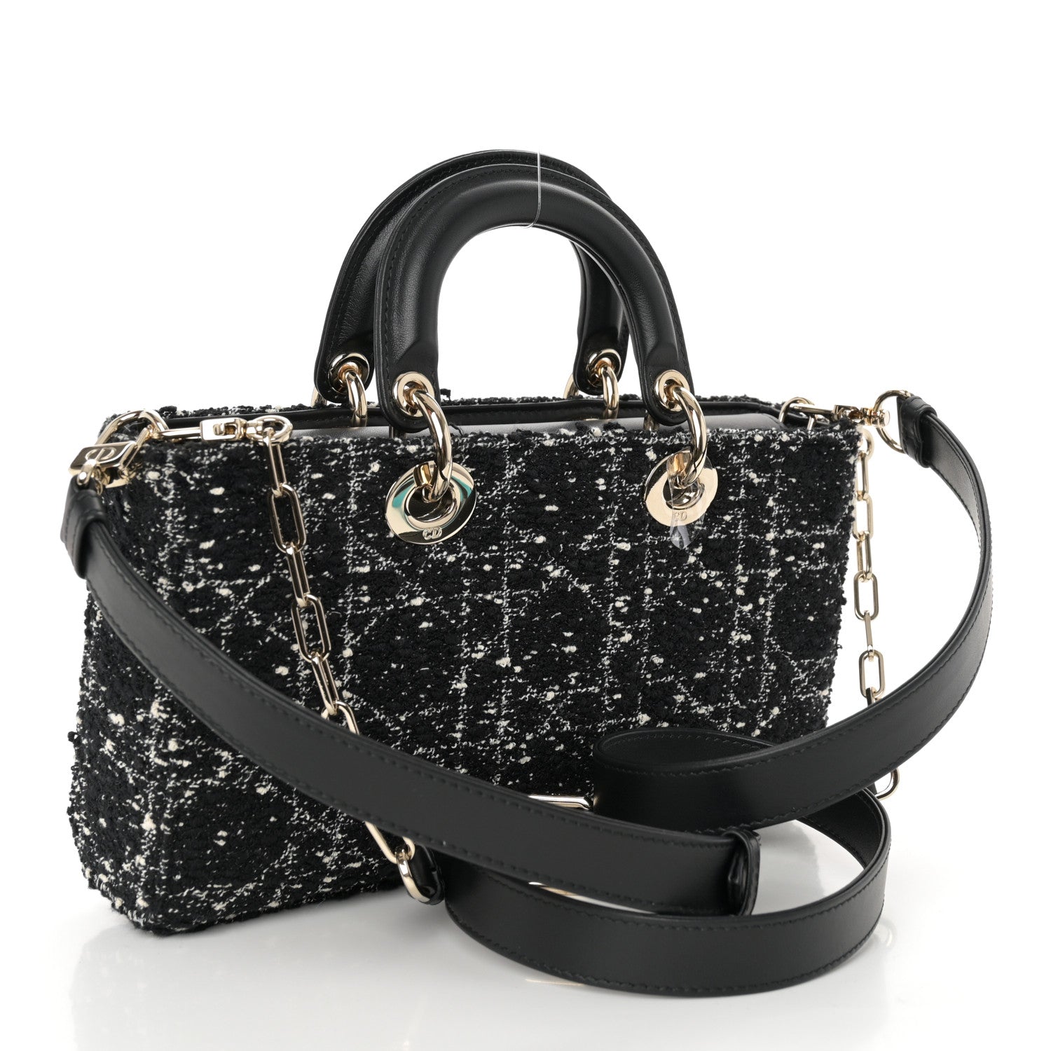 Christian Dior Tweed Cannage Lady D-Joy Black White 3 of 10