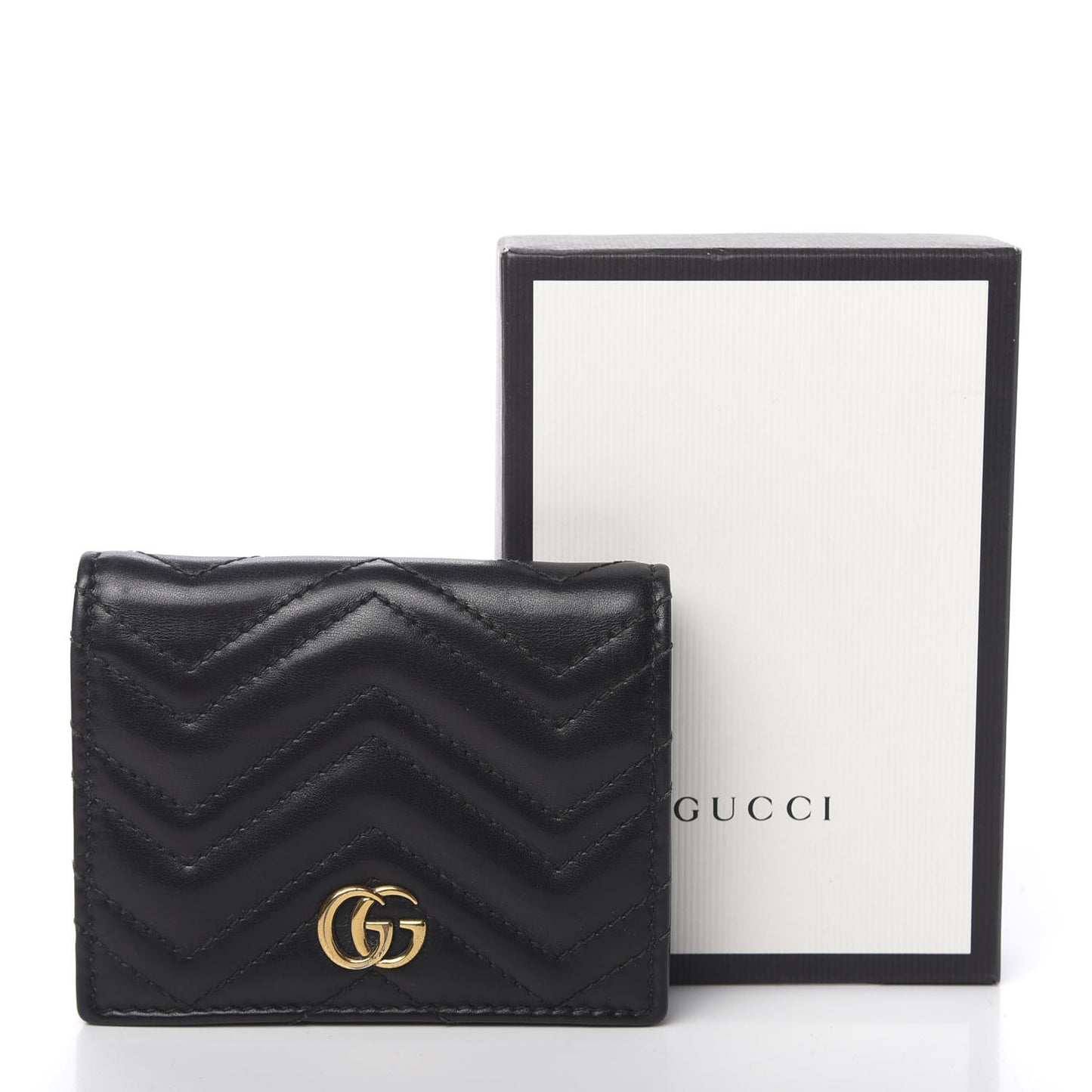 Calfskin Matelasse GG Marmont Card Case Black