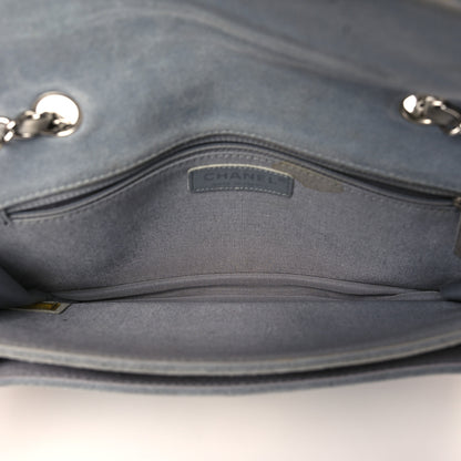 Chanel Suede Chocolate Bar Whipstitch Mademoiselle Flap Grey 4 of 11