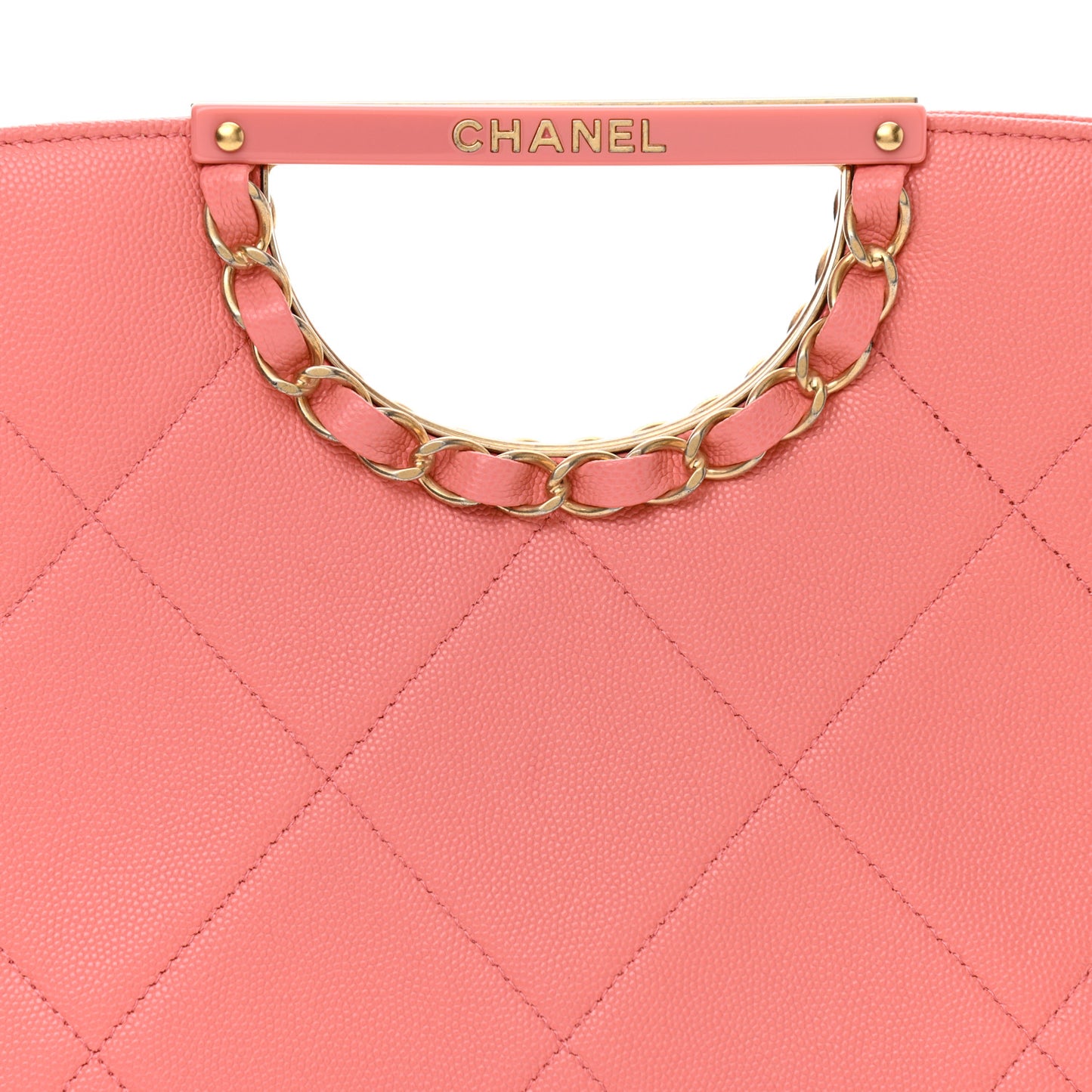 Caviar Quilted A Real Catch Clutch Pink