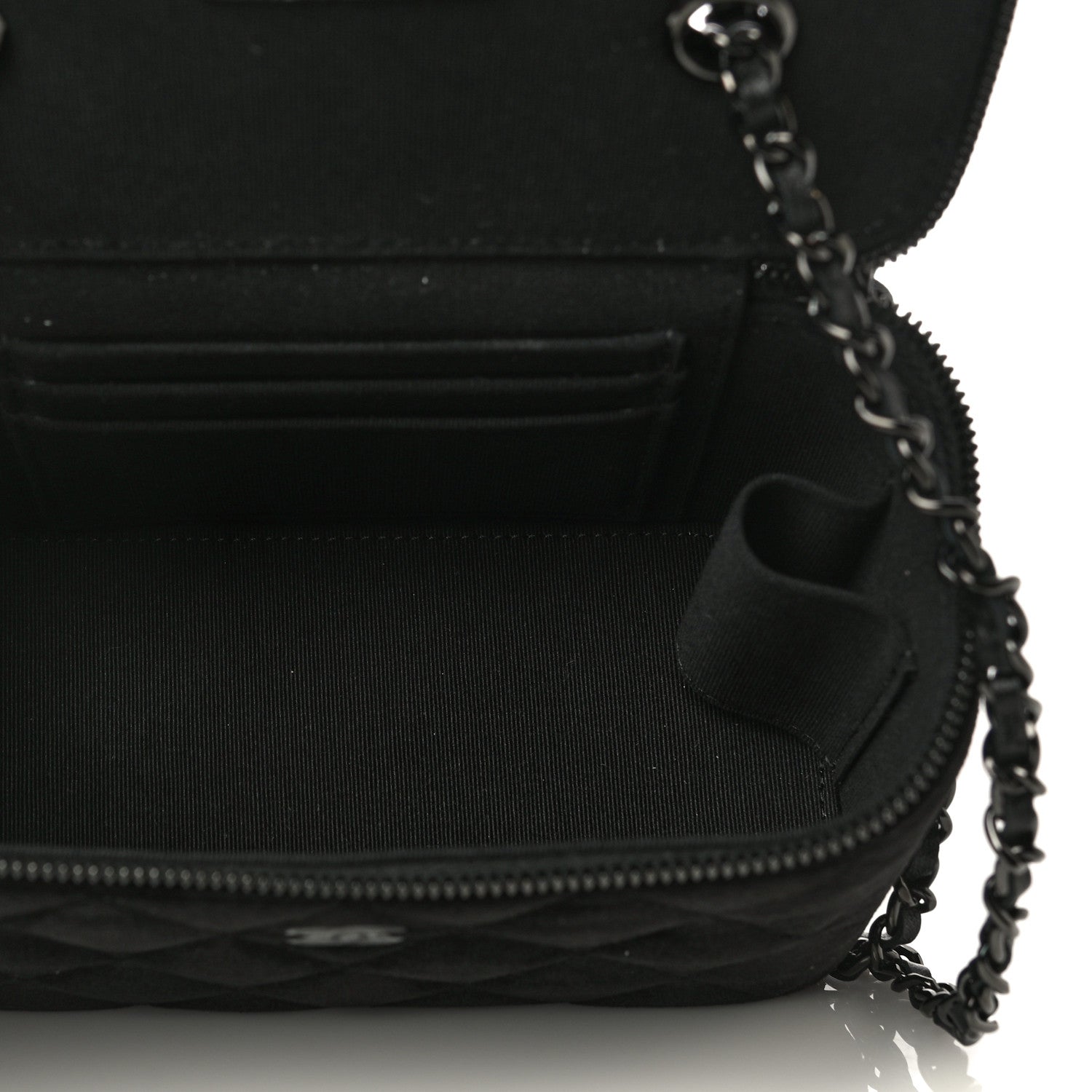 Chanel Velvet Quilted Small Vanity Case With Chain Black 4 of 10