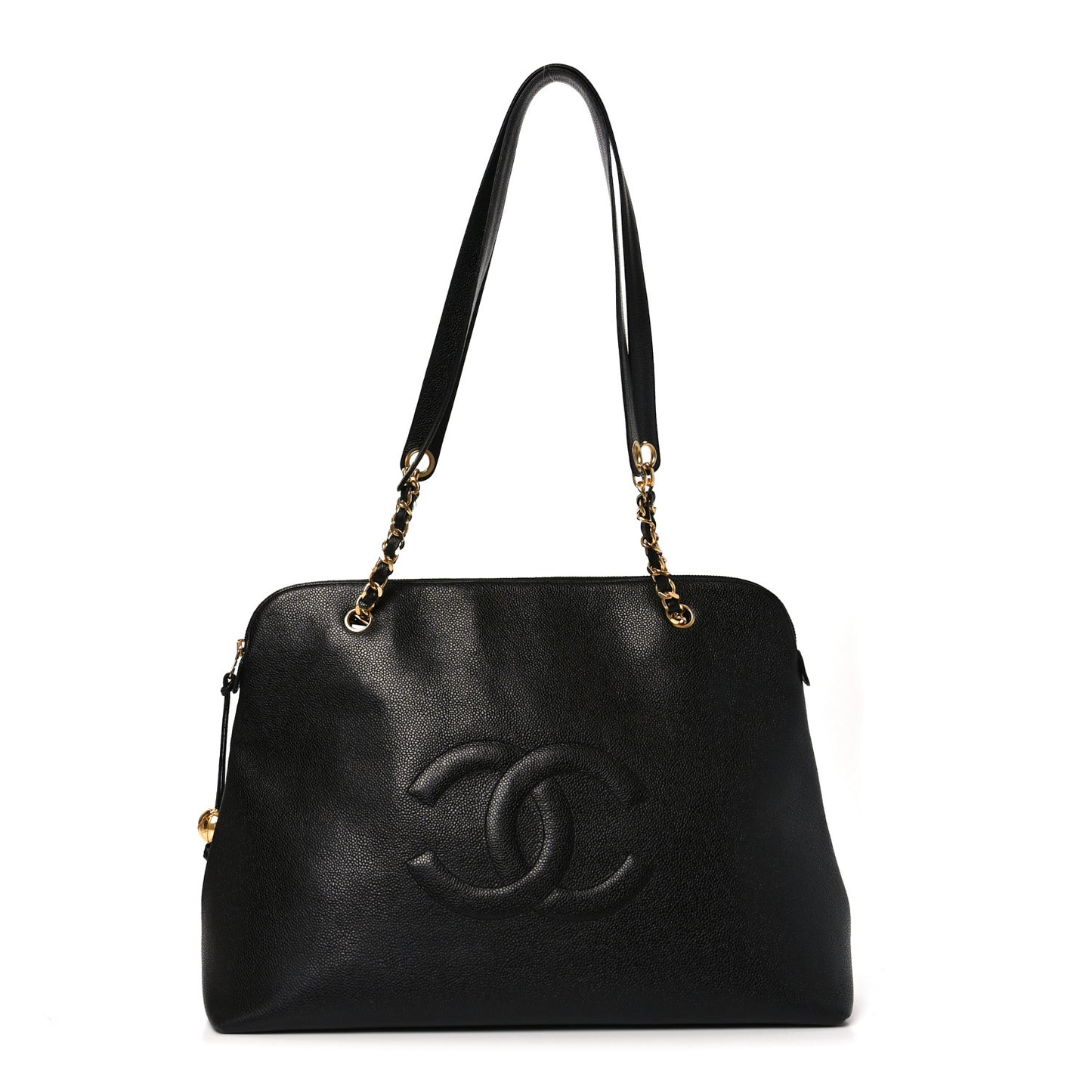 Caviar Large CC Shoulder Bag Black