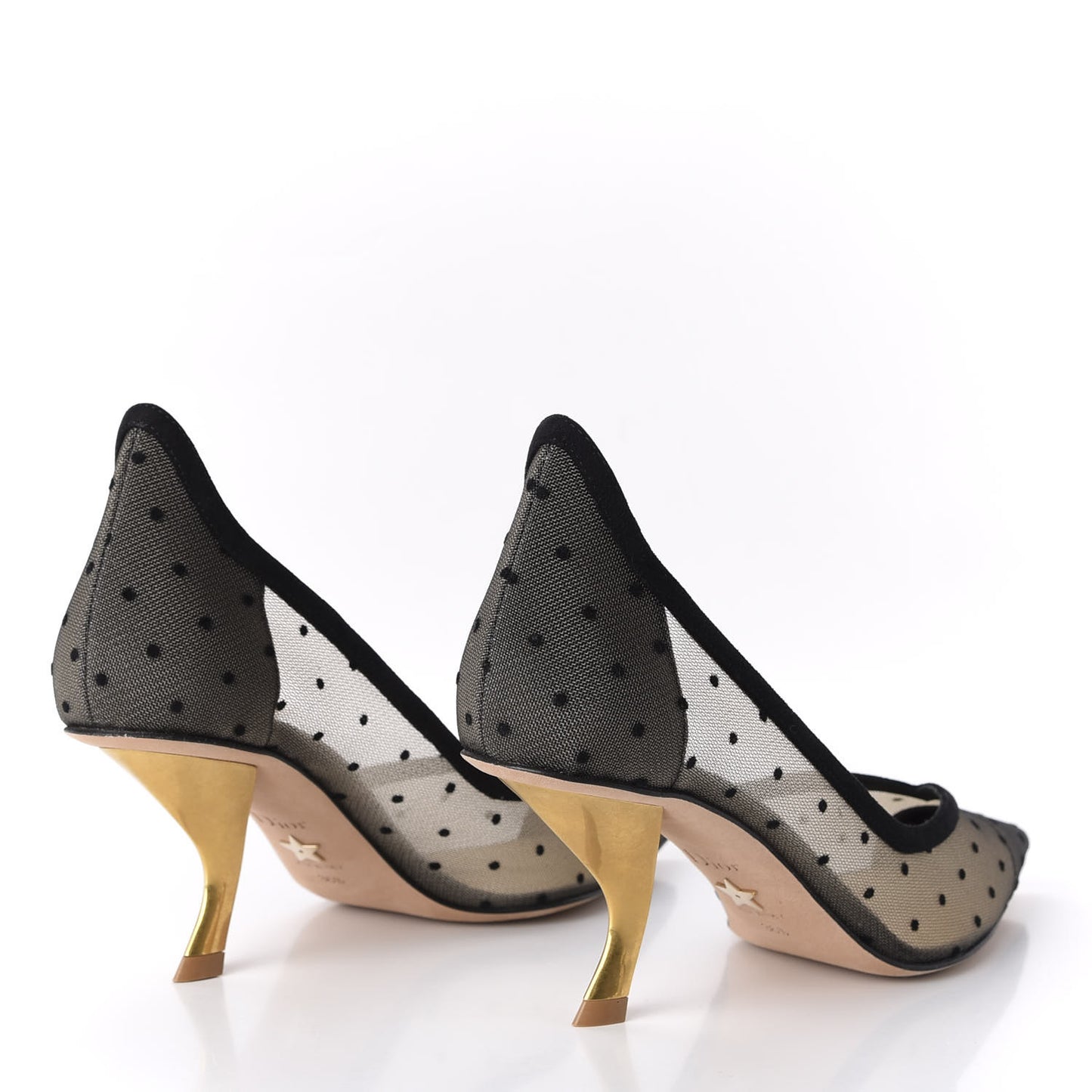 Suede Mesh Plumetis D-Sculpture Pumps 36.5 Black