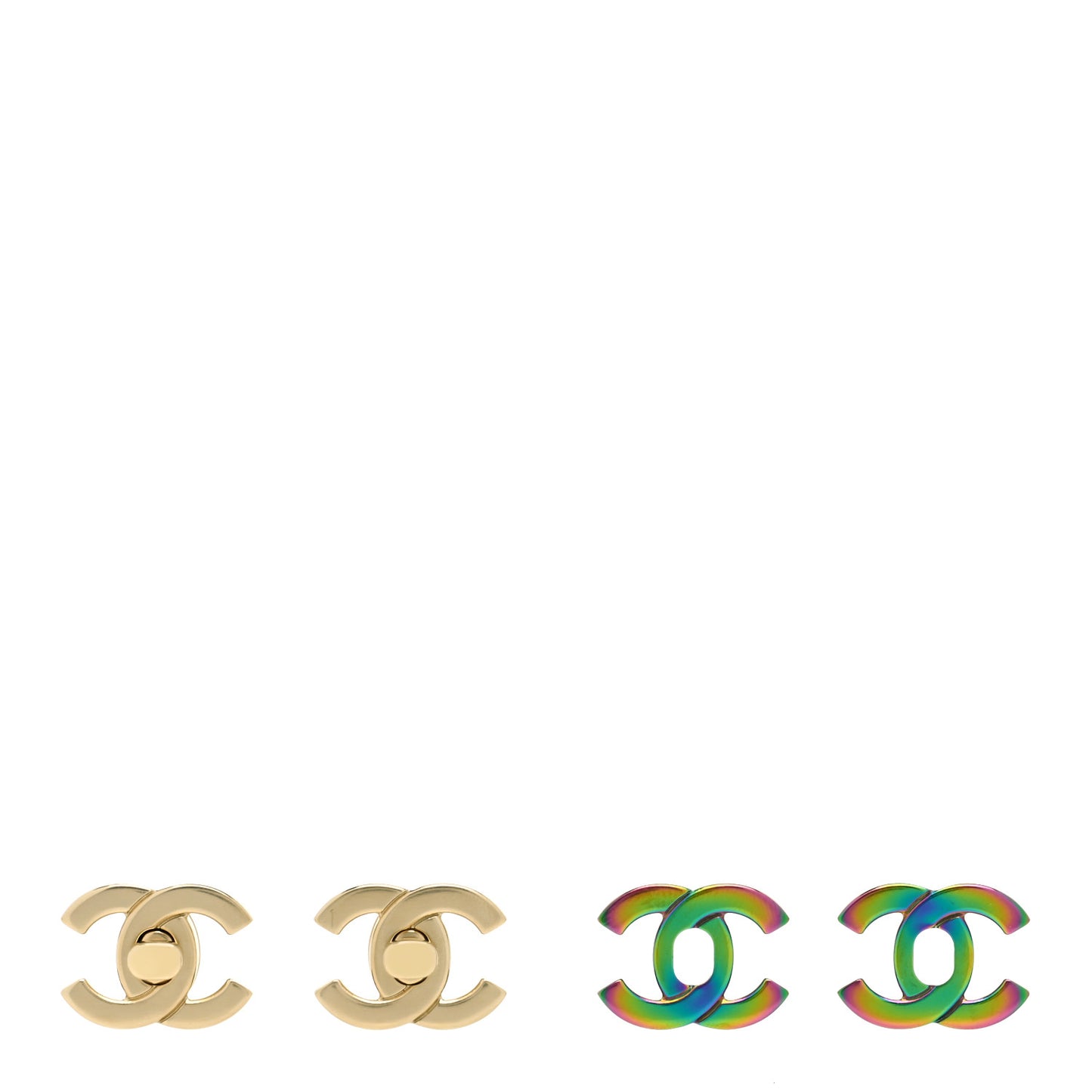 Metal CC Turnlock Interchangeable Earrings Gold