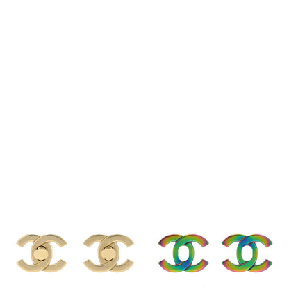 Chanel Metal CC Turnlock Interchangeable Earrings Gold 4 of 7
