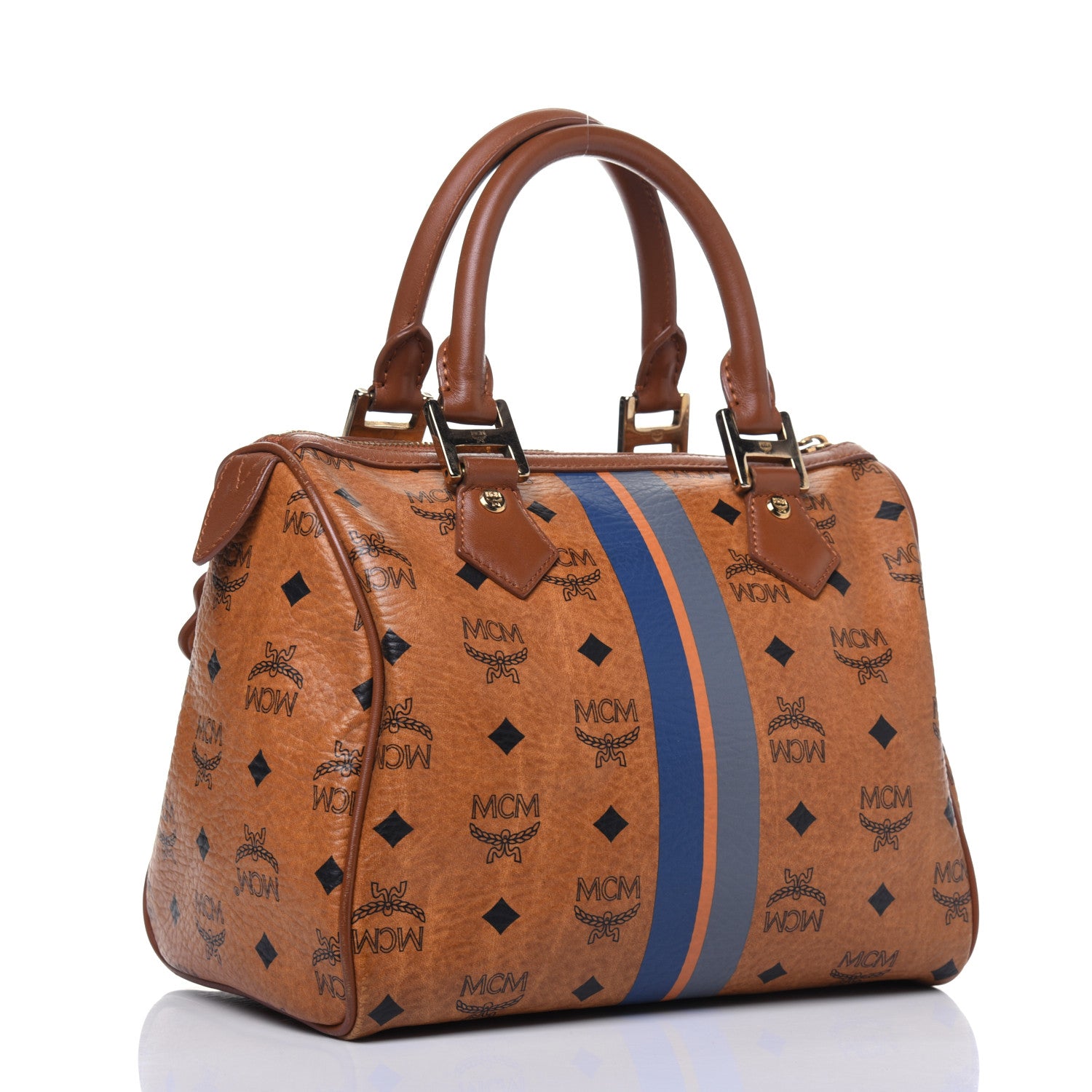MCM Visetos Dog Bone Boston Bag Cognac 3 of 16