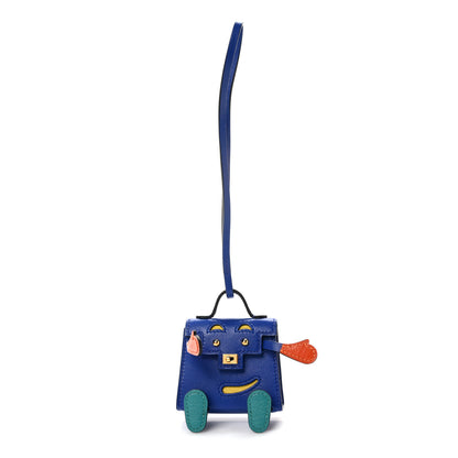 Hermes Tadelakt Chevre Mysore Kelly Quelle Idole Bag Charm Bleu Electrique Feu 1 of 5