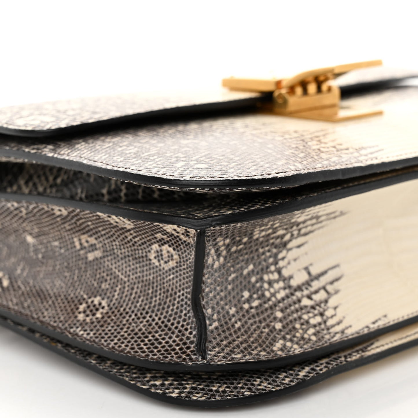 Lizard Medium Classic Box Flap Bag Natural