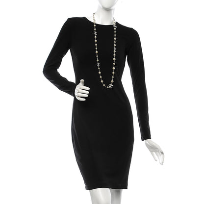 Chanel Crystal Pearl CC Long Necklace Silver 2 of 6