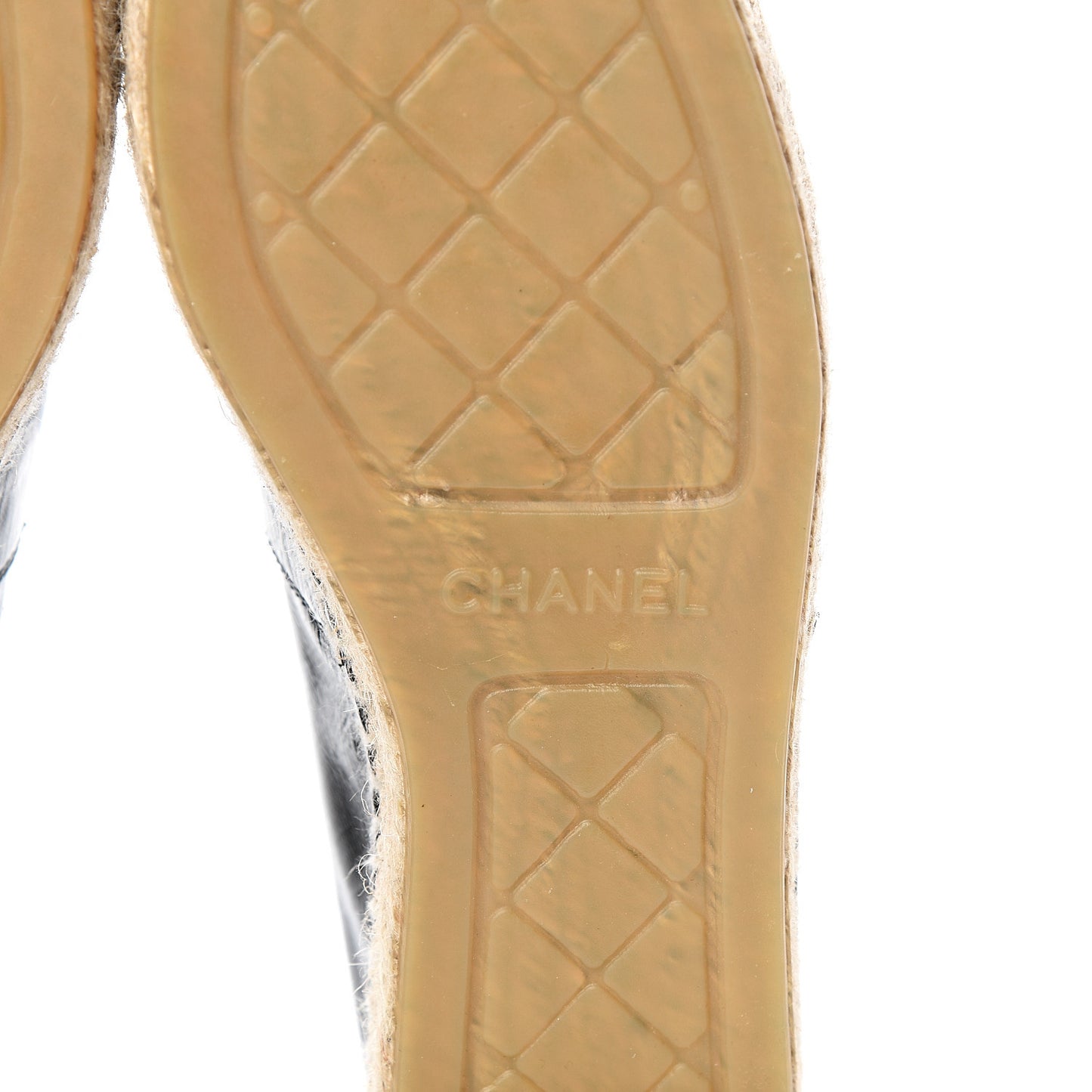 Patent Calfskin Crystal CC Espadrilles 38 Black