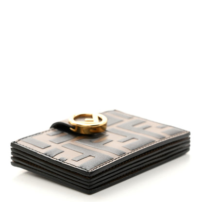 Fendi Vitello Cruise F is Fendi Bi-Color FF 1974 Embossed Gusseted Card Holder Maya Black 4 of 8