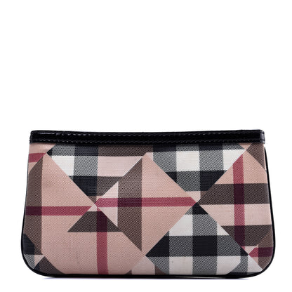Burberry Patchwork Check Patent Wristlet Pouch Black 1 of 11