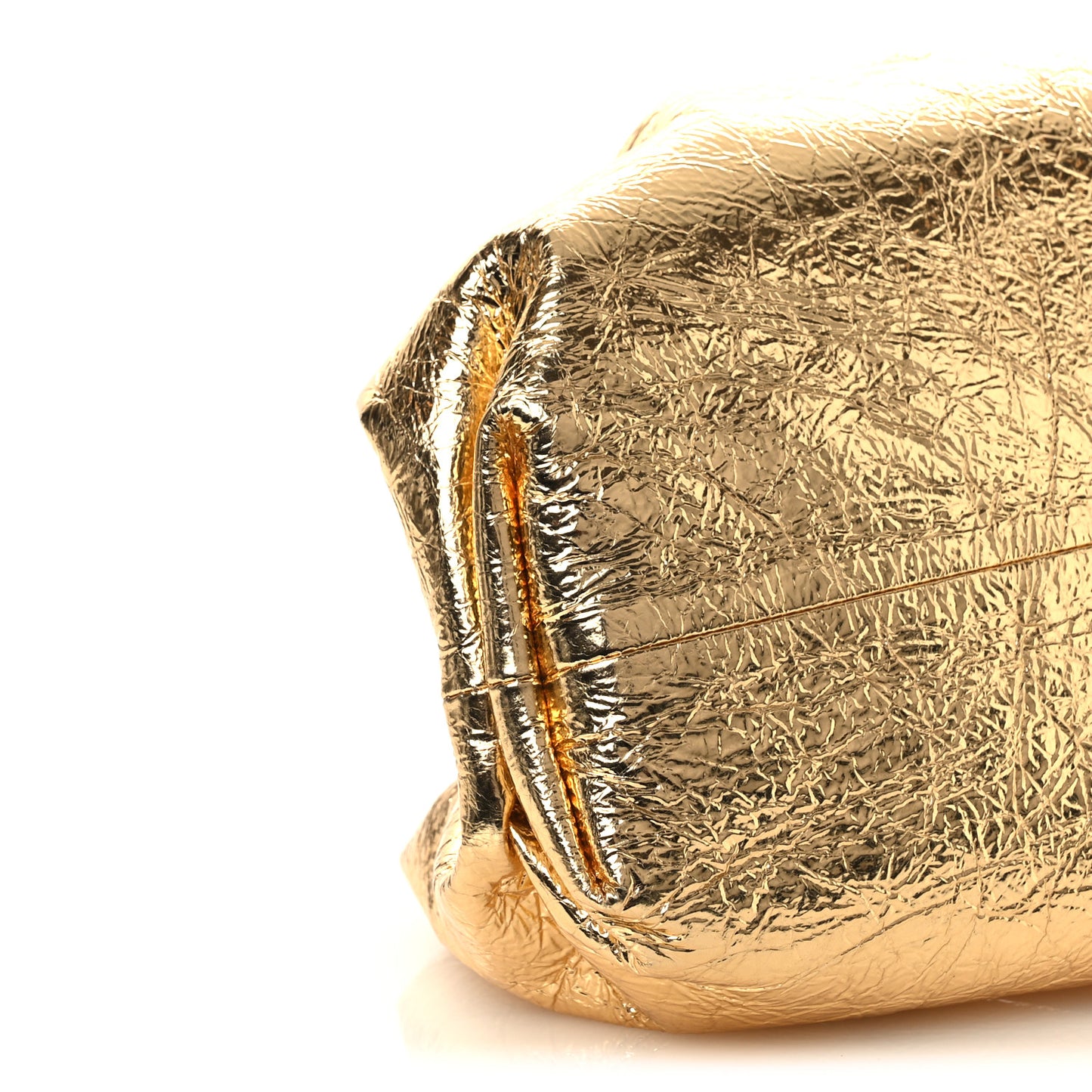 Metallic Crinkled Lambskin The Pouch Oversized Clutch Oro