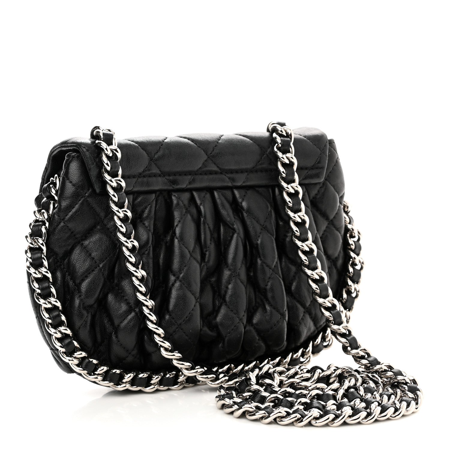 Chanel Washed Lambskin Quilted Mini Chain Around Messenger Black 3 of 13