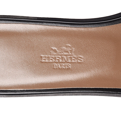 Hermes Box Calfskin Oran Sandals 36.5 Black 6 of 9