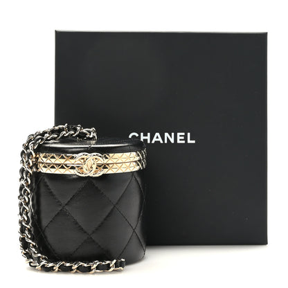 Chanel Metal Lambskin Quilted Mini Lock Frame Vanity Clutch Black 11 of 11