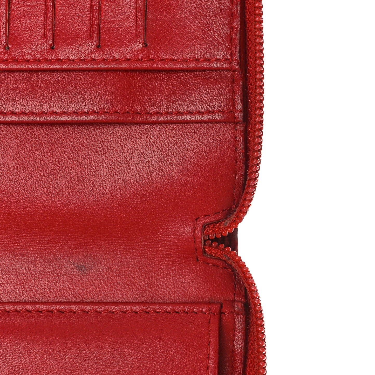 Lambskin Camellia Embossed Zip Around Organizer Wallet Red