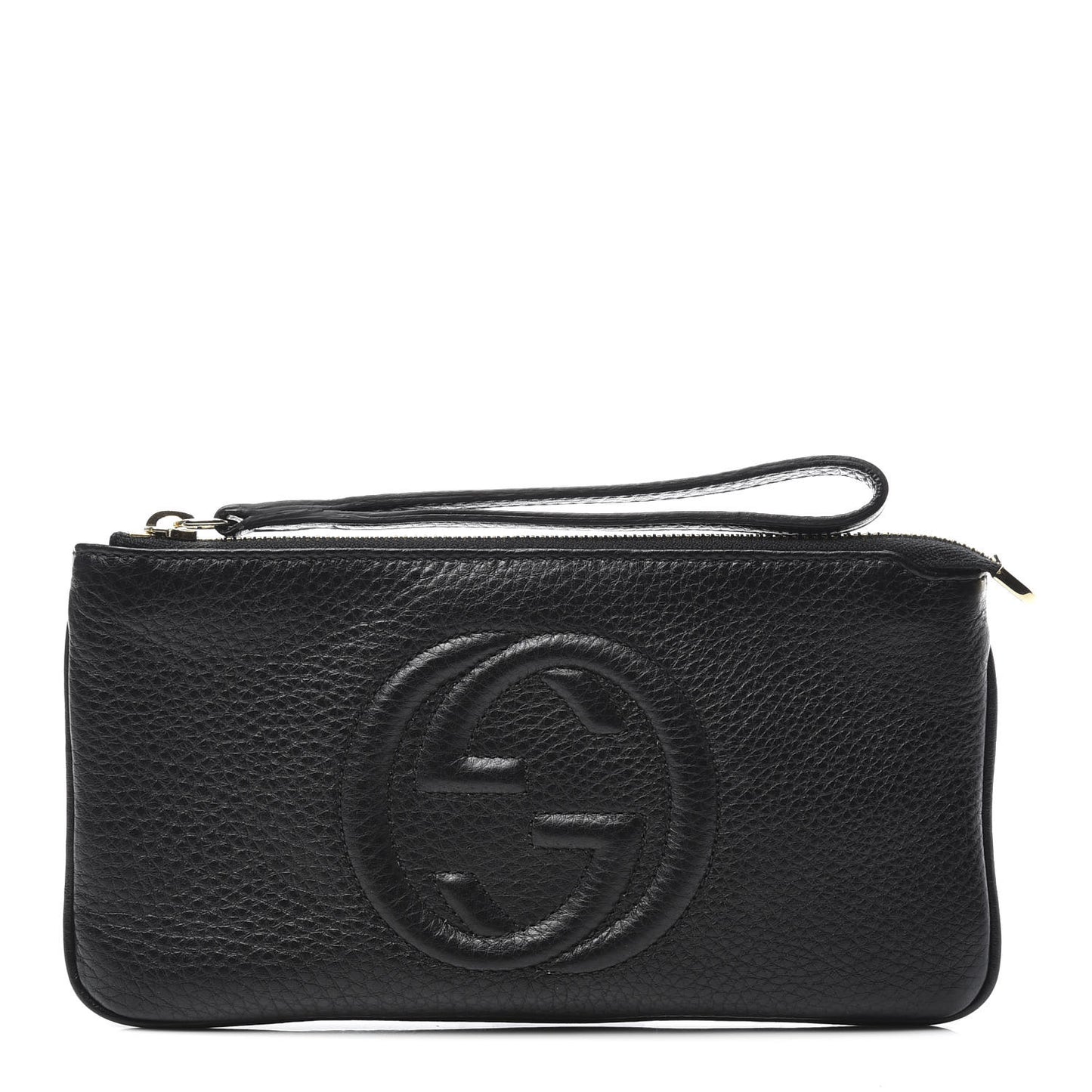 Pebbled Calfskin Soho Wristlet Black