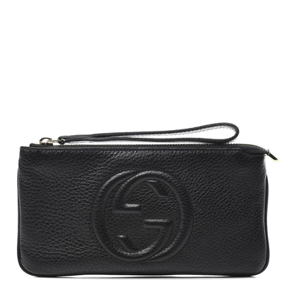 Gucci Pebbled Calfskin Soho Wristlet Black 1 of 8