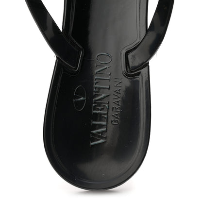 Valentino Garavani PVC Jelly Rockstud Bow Thong Sandals 38 Black 8 of 9