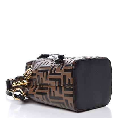 Fendi Vitello Liberty F is Fendi Bi-Color FF 1974 Embossed Mini Mon Tresor Bucket Bag Maya Black 4 of 9