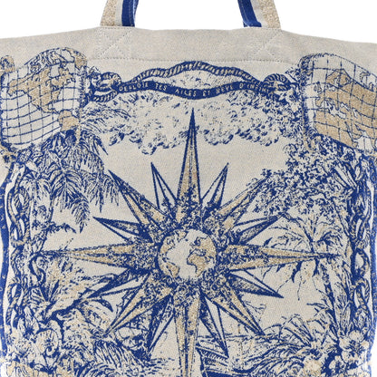 Christian Dior Canvas Print Tote Ivory Blue 7 of 10