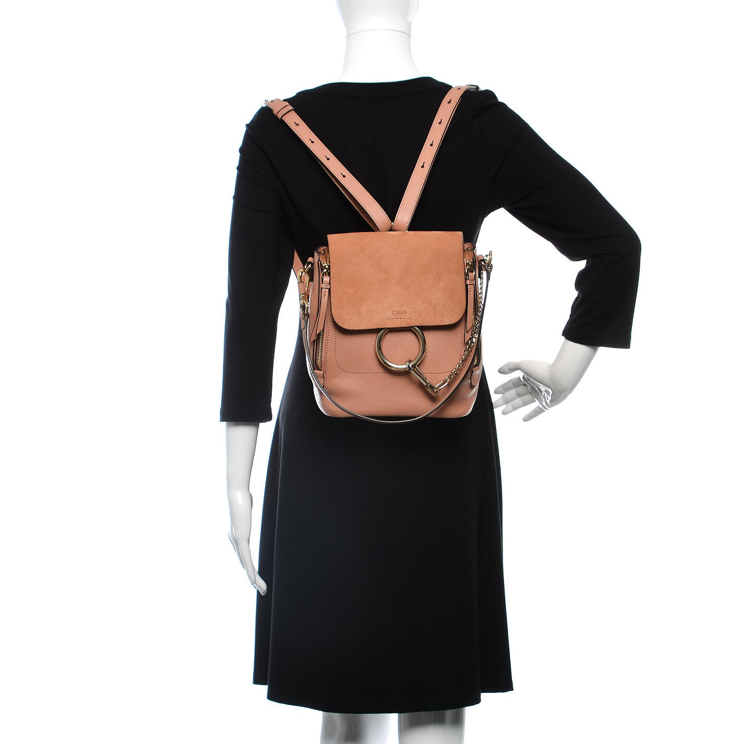Chloe Suede Calfskin Small Faye Backpack Nougat 2 of 10