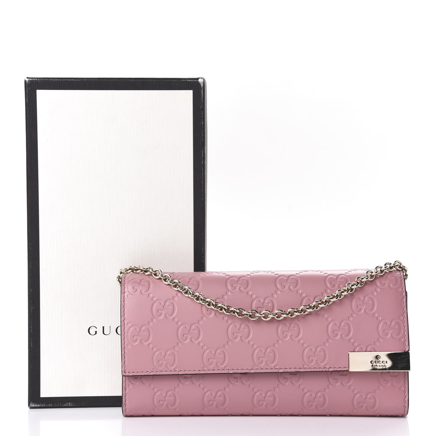 Gucci Guccissima Signature Dice Chain Wallet Carmine Rose 11 of 11