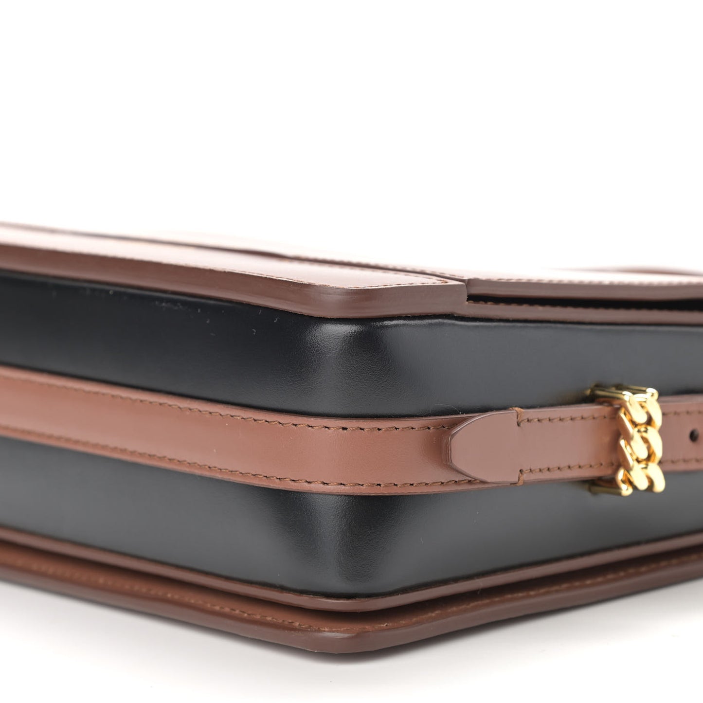 Smooth Calfskin Two Tone Small Grace Bag Malt Brown Black