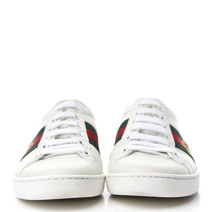 Gucci Calfskin Ayers Bee Embroidered Womens Ace Sneakers 35 White Green 2 of 10