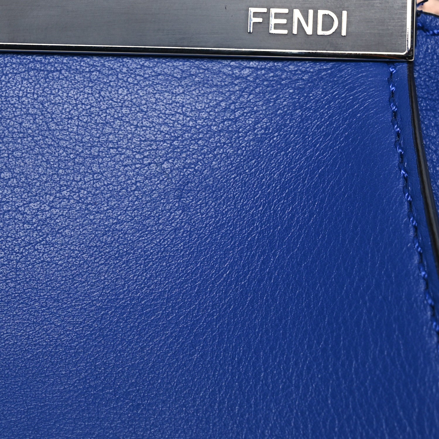 Fendi Vitello Dolce Shiny Nappa Petite 3Jours Tote Blue Neon Rosa Plaster 12 of 14
