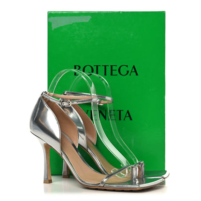 Bottega Veneta Mirror Calfskin Stretch 90mm Sandals 39 Silver 9 of 9