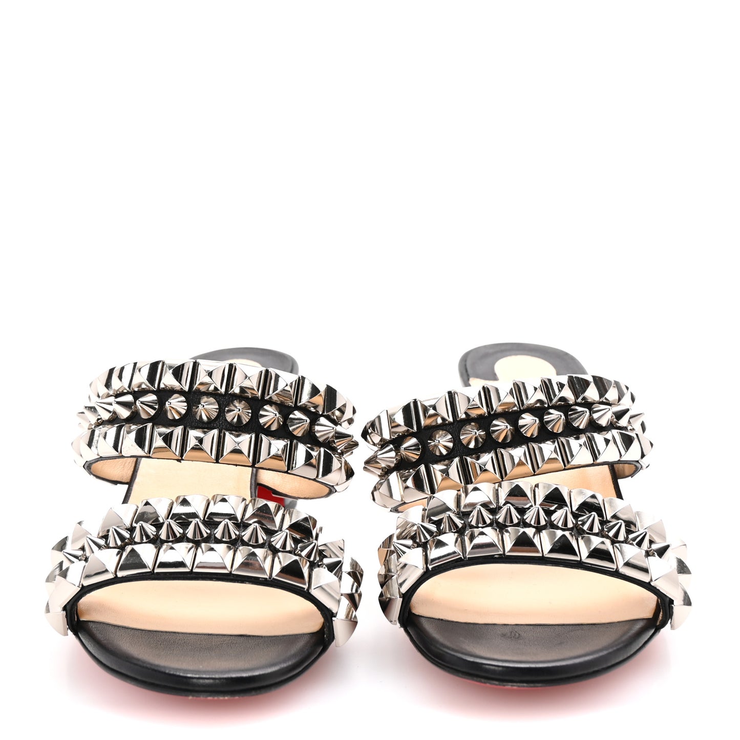 Calfskin Studded Tina Goes Mad 55 Slide Sandals 36.5 Black