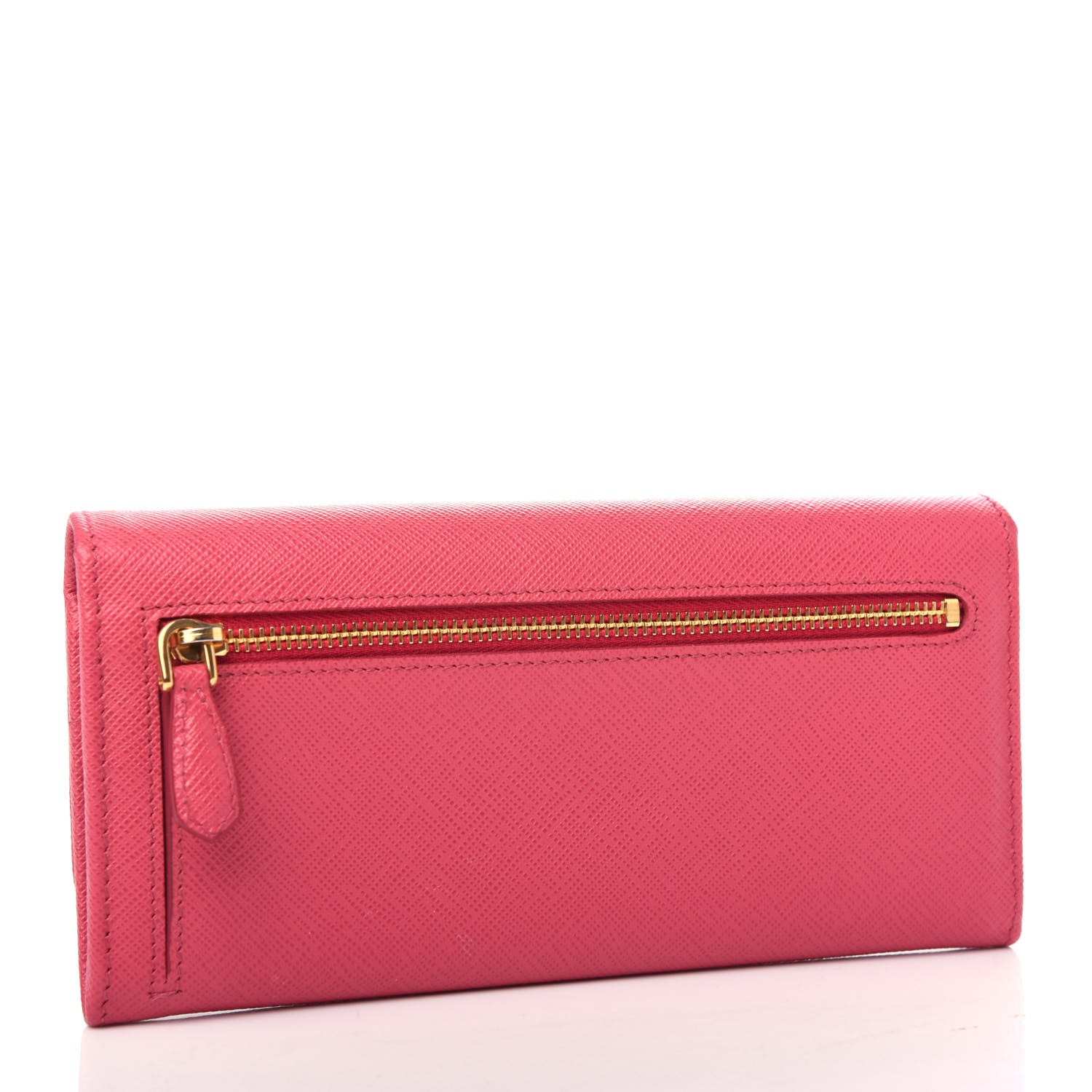 Prada Saffiano Metal Continental Flap Wallet Peonia 3 of 7