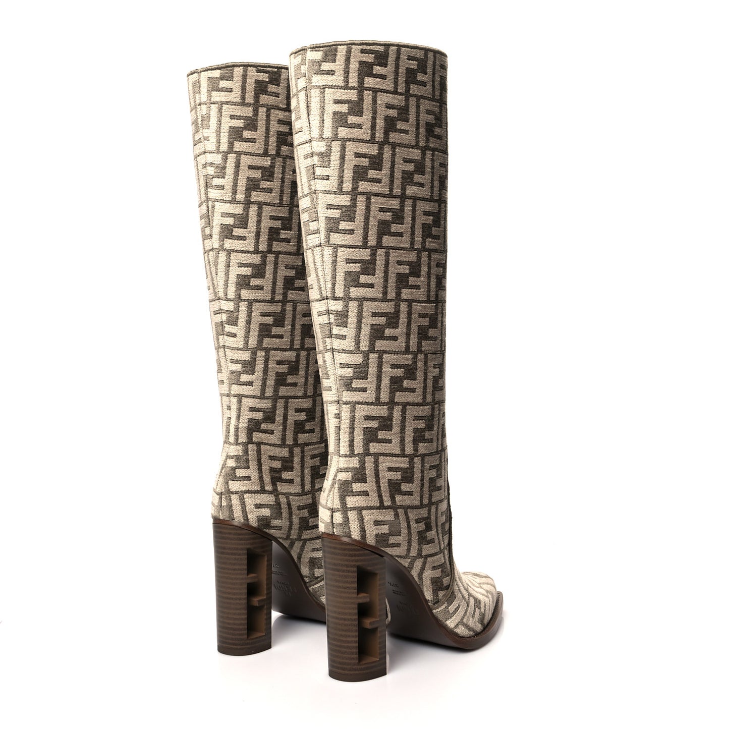 Chenille Jacquard FF 110mm Cut Baguette Knee Boots 37.5 Tortora Nuvola