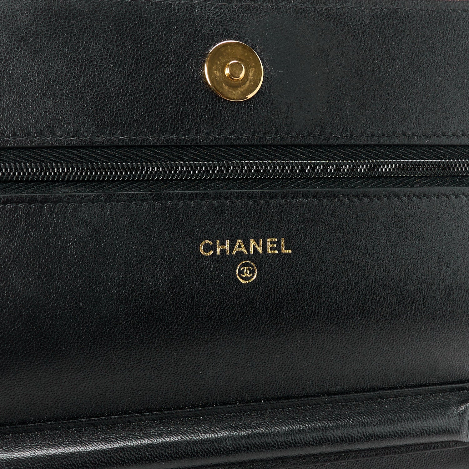 Chanel Lambskin Quilted Wallet On Chain WOC Black 6 of 12