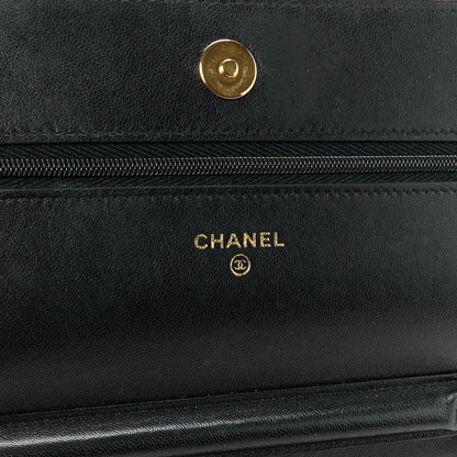 Chanel Lambskin Quilted Wallet On Chain WOC Black 6 of 12