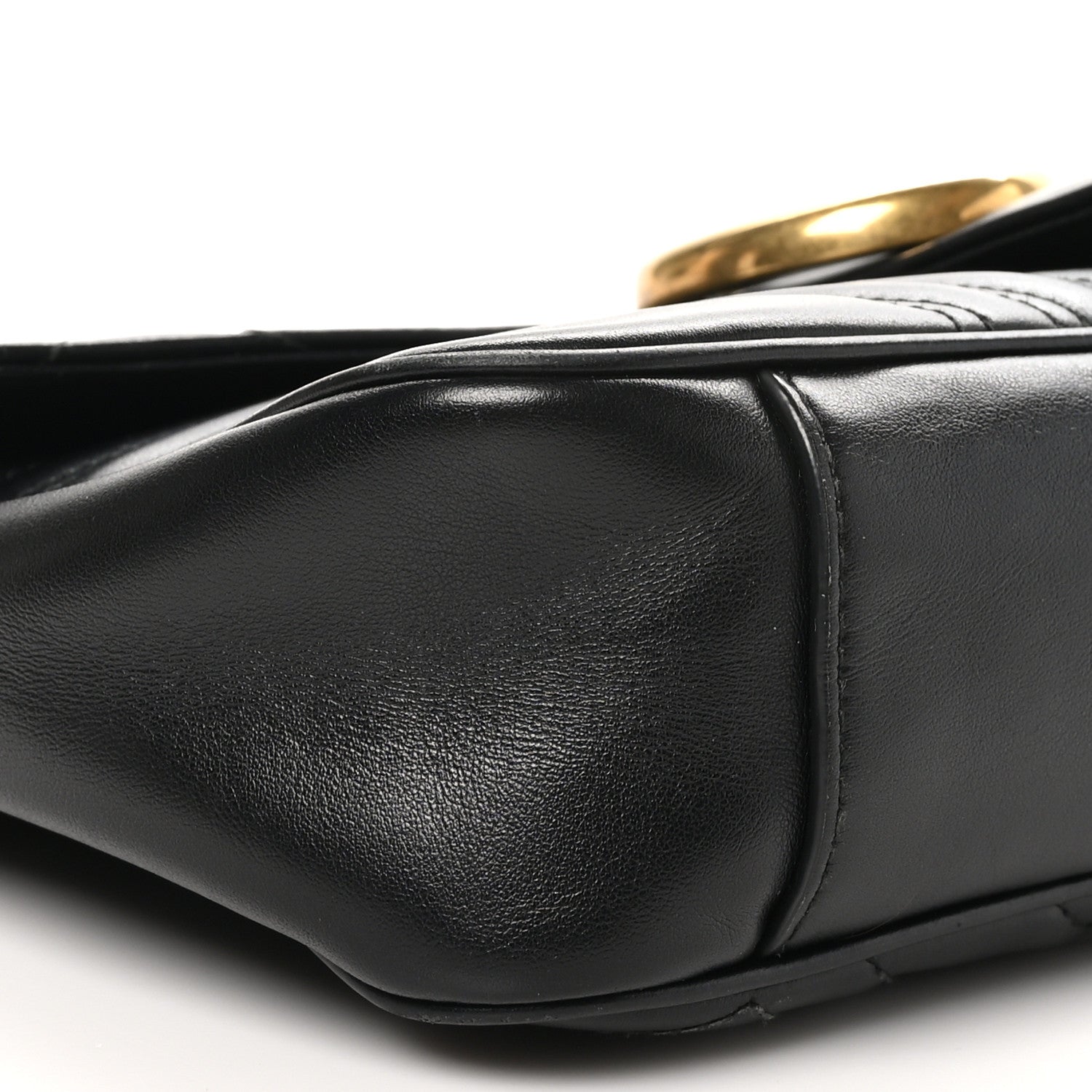 Gucci Calfskin Matelasse Medium GG Marmont Shoulder Bag Black 9 of 10