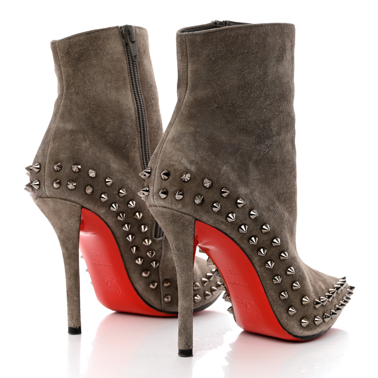 Christian Louboutin Veau Velours Willetta 100 Ankle Boots 36.5 Cendre Gun 4 of 10