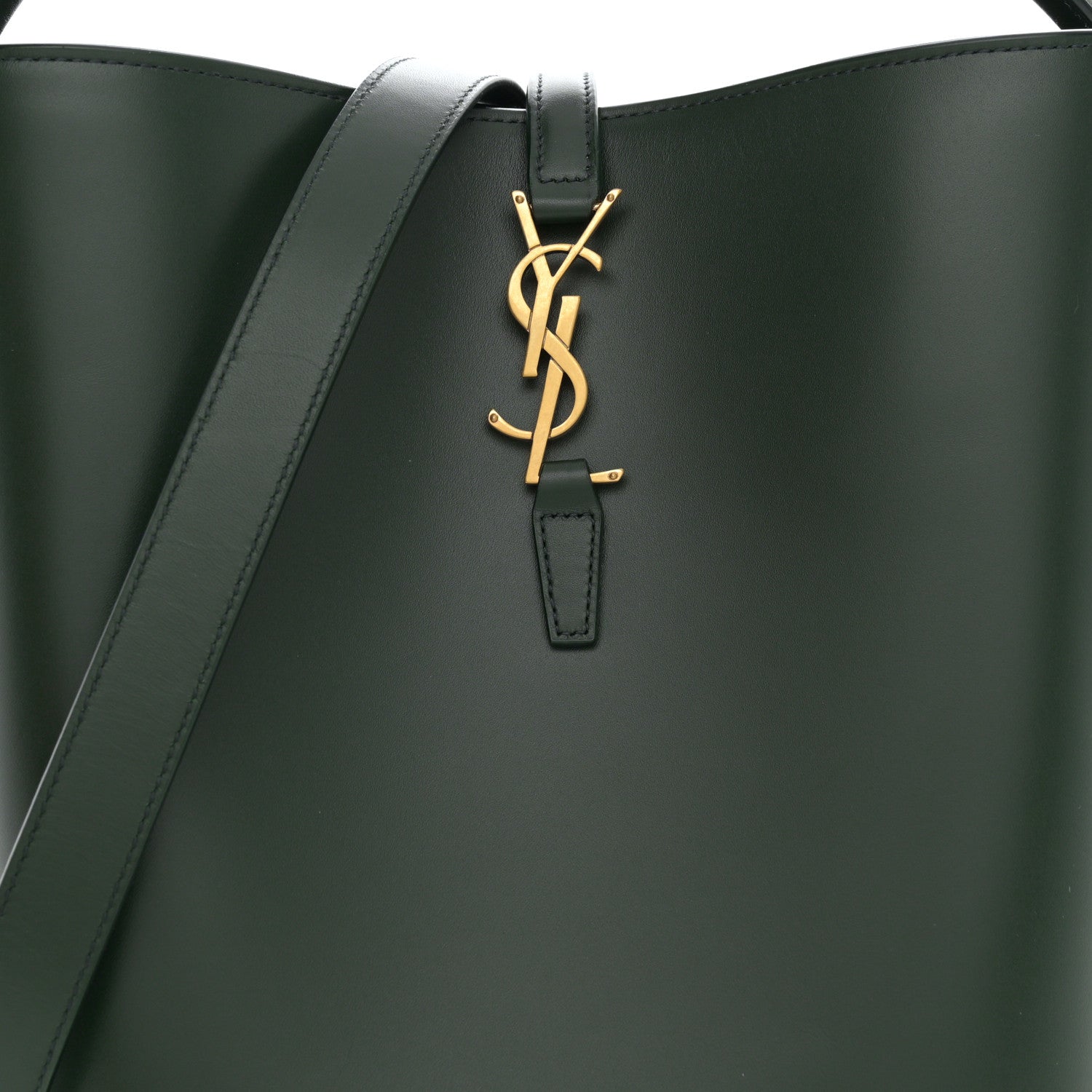 Saint Laurent Shiny Calfskin Le 37 Bucket Bag Vert Fonce 9 of 12