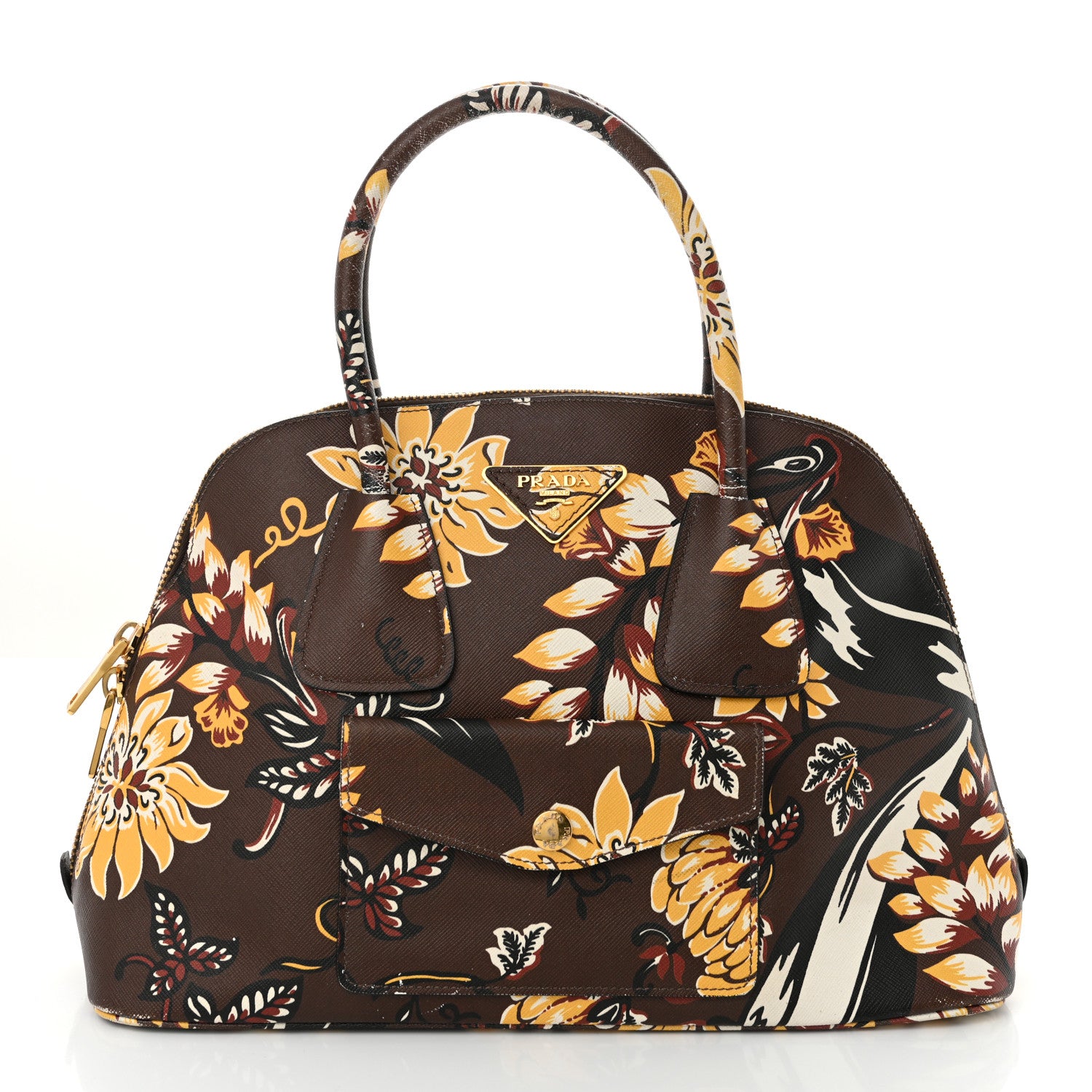 Prada Saffiano Print Top Handle Brown Multicolor 1 of 16