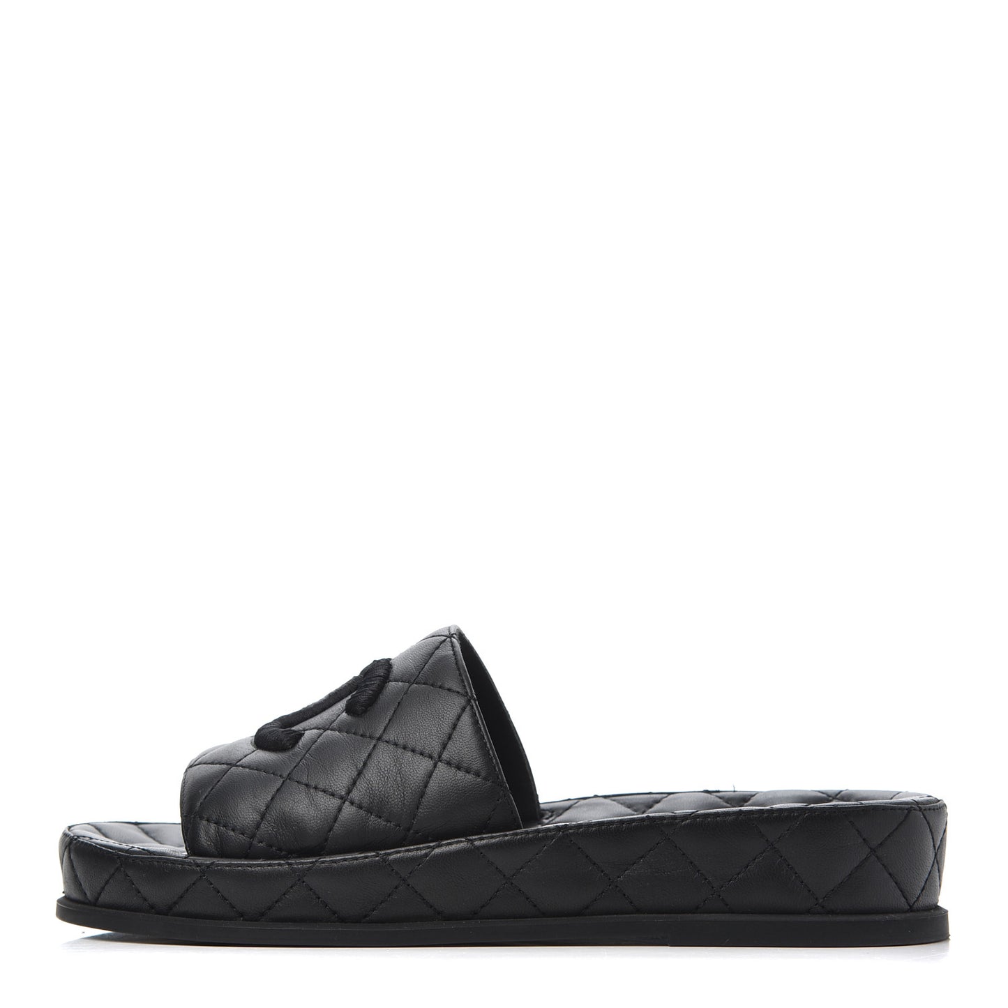 Lambskin Quilted CC Mules Sandals 37 Black