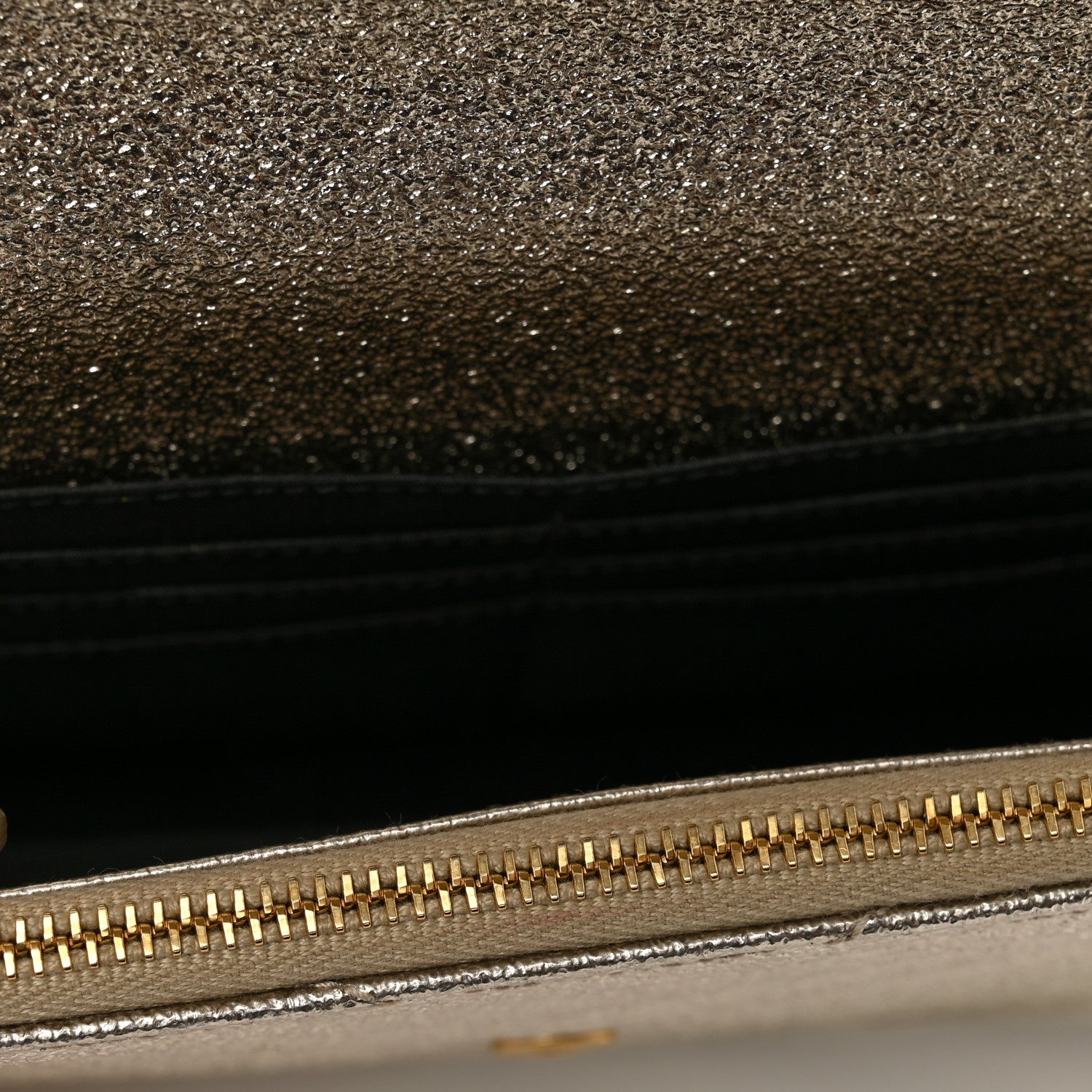 Saint Laurent Metallic Crackled Calfskin Matelasse Chevron Monogram Envelope Chain Wallet Gold 11 of 11