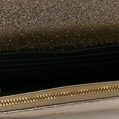 Saint Laurent Metallic Crackled Calfskin Matelasse Chevron Monogram Envelope Chain Wallet Gold 11 of 11