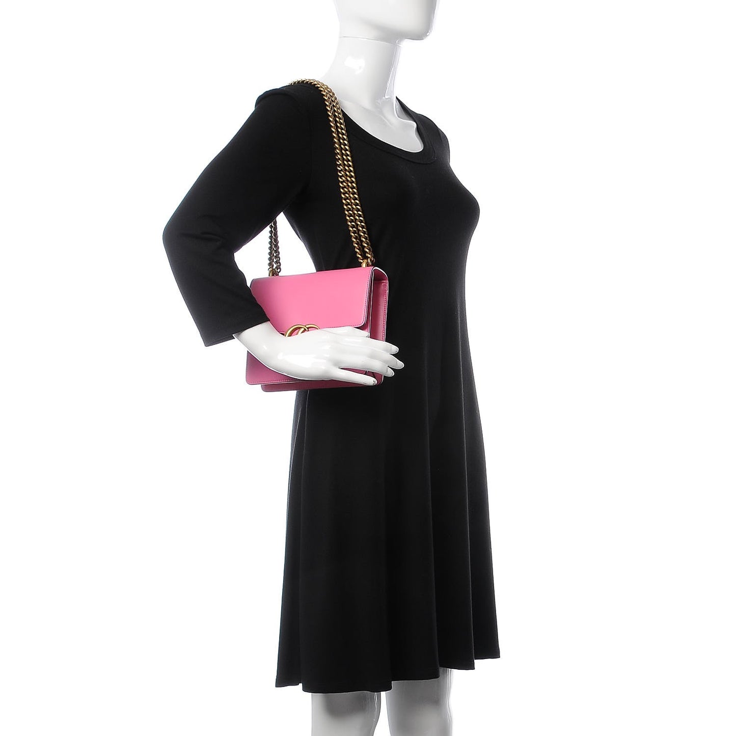 Knight Calfskin Small GG Marmont Chain Handle Bag Pink Tropical Flower