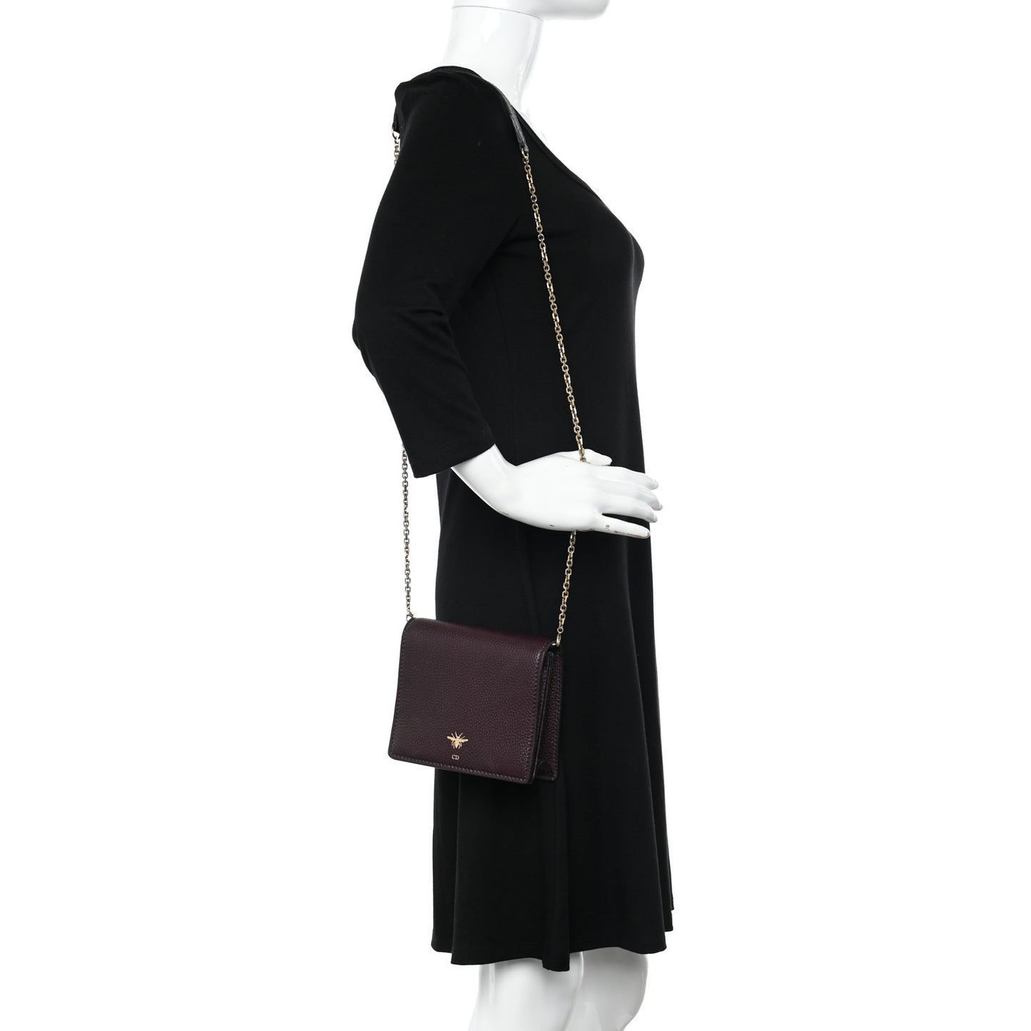 Grained Calfskin D-Bee Crossbody Burgundy