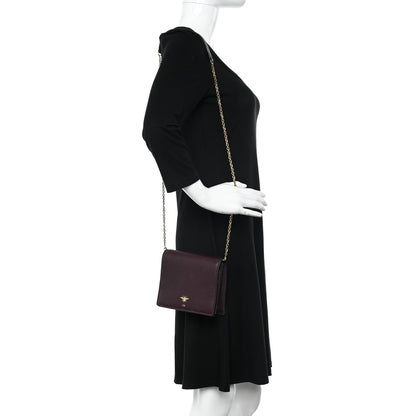 Christian Dior Grained Calfskin D-Bee Crossbody Burgundy 2 of 11