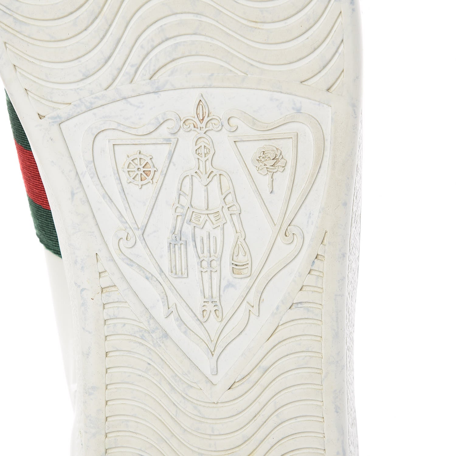 Gucci Calfskin Ayers Bee Embroidered Ace Sneakers 38.5 White Green 8 of 27